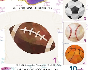 Balones deportivos de acuarela, fútbol, gráfico listo para aplicar mediante planchado.