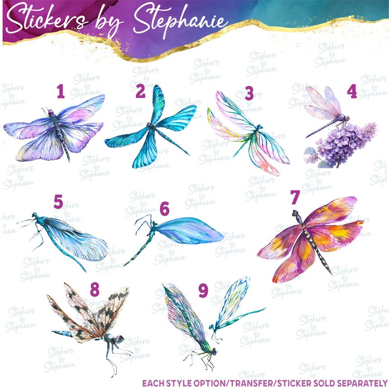 Dragonfly Lilacs Watercolor Graphic Ready-to-Apply Iron-On Transfer imagem 2