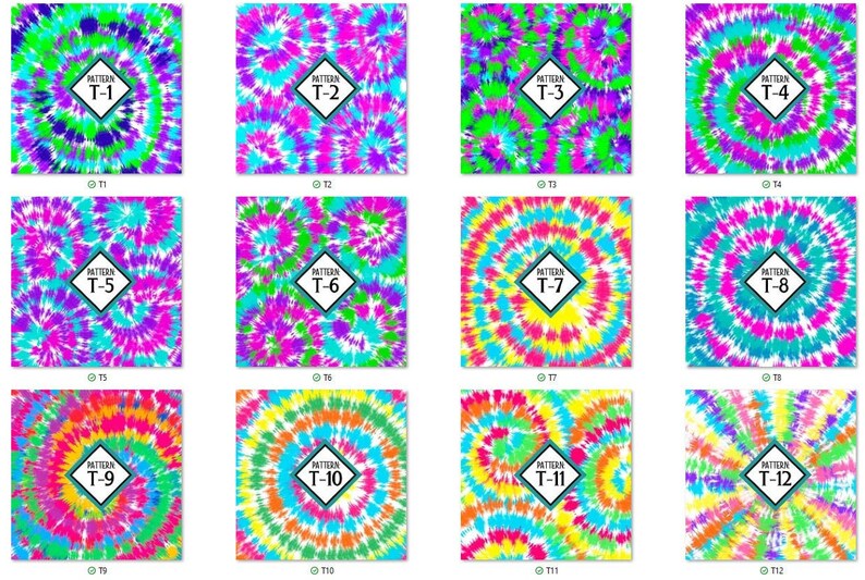 Color Chart Tie Dye Patterns Listing for Reference Only Etsy