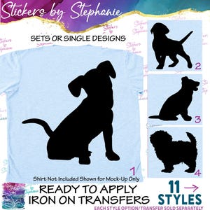 Dog Puppy Puppies Silhouette Graphic Ready-to-Apply Iron-On Transfer or Sticker