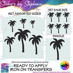 Palm Tree Tropical Graphic Set Ready-to-Apply Iron-On Transfer or Sticker