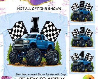 Monster Truck Age Number Birthday Graphic Ready-to-Apply Iron-On Transfer