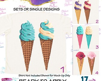 Ice Cream Cone Swirl Waffle Illustrated Graphic Ready-to-Apply Iron-On Transfer or Sticker