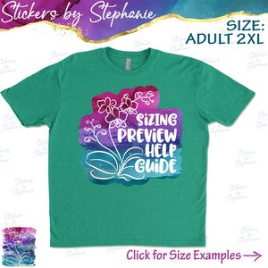 Stickers by Stephanie Sizing Guide for Adult Shirt Size 2XL 2X-Large