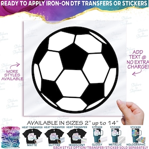 s067-1 Soccer Ball Black White Set of 4 or Single Image Matte Vinyl DTF Iron On Heat Press Applied T-Shirt Transfer