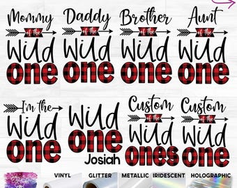 Buffalo Plaid Wild One Red Family Custom Ready-to-Apply Iron-On Transfer