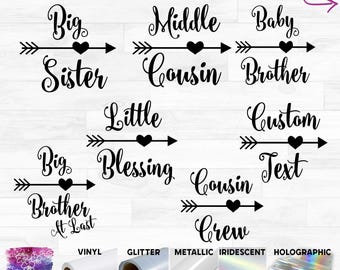 Sister Heart Arrow Text Custom Ready-to-Apply Iron-On Transfer