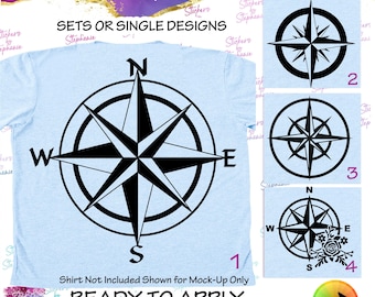 Compass Rose Nautical Graphic Ready-to-Apply Iron-On Transfer