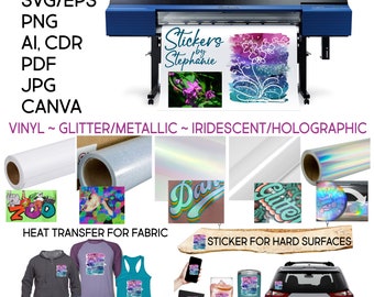 s000 We Custom Print Your Logo, File, Photograph & Canva designs!  Ready to Apply IronOn Transfer or Sticker Decal Vinyl/Glitter/Holographic