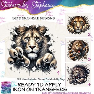 Lion Mascot Graphic Ready-to-Apply Iron-On Transfer or Sticker