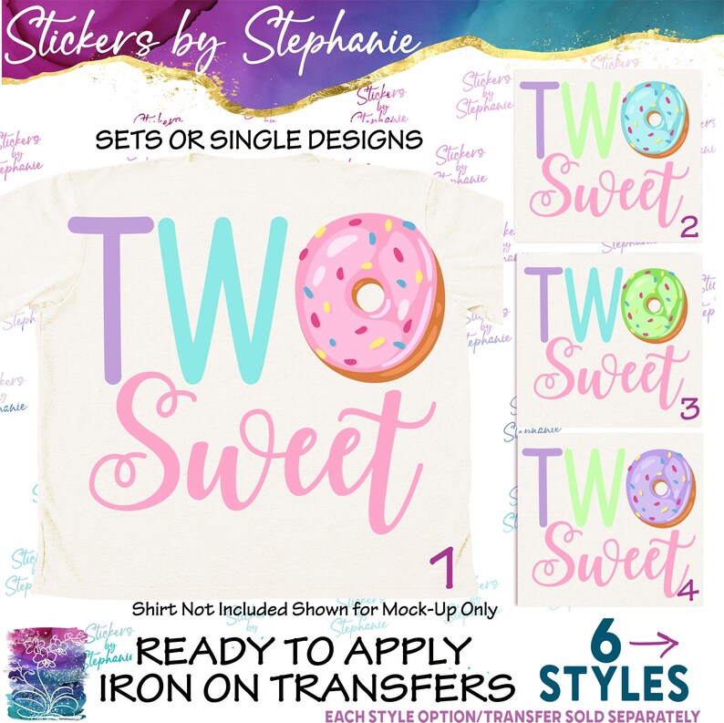 Donut Two Sweet Ready-to-Apply Iron-On Transfer image 1
