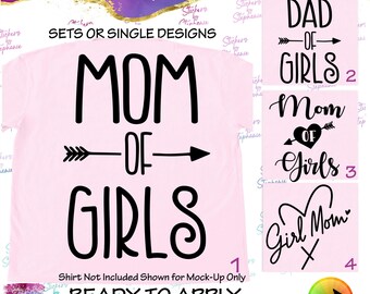 Mom of Girls Dad Ready-to-Apply Iron-On Transfer