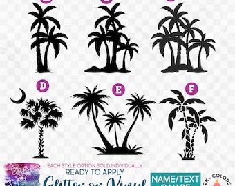 s040-1 Ready to Apply IronOn Transfer or Sticker  Palm Trees Tree Tropical  Vinyl/Glitter/Holographic