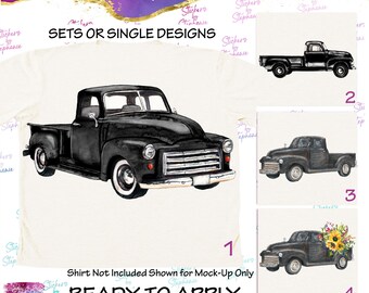 Truck Black Retro Vintage Graphic Ready-to-Apply Iron-On Transfer