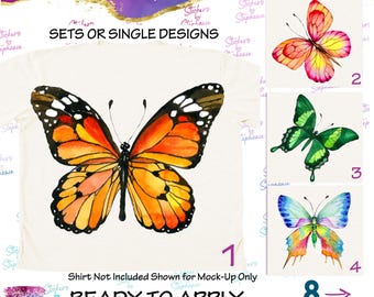 Butterfly Watercolor Monarch Butterflies Graphic Ready-to-Apply Iron-On Transfer