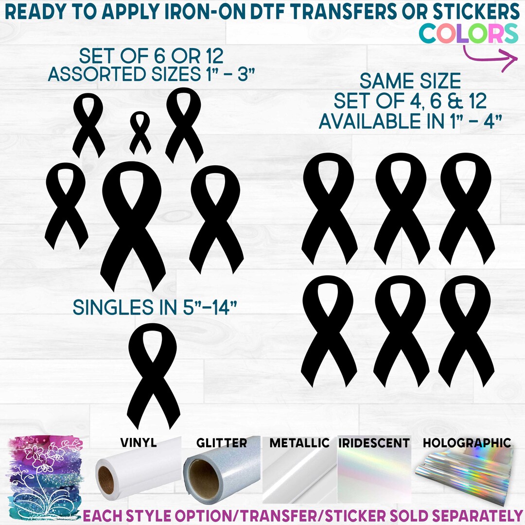 S082-b Cancer Awareness Ribbon Set 4, 6, 12 Same Assorted Sizes 250 ...
