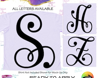 Vine Monogram Letter Graphic Ready-to-Apply Iron-On Transfer