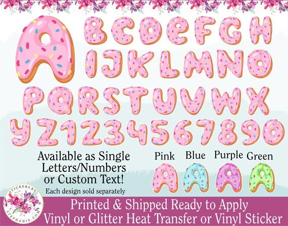 Letters or Numbers Vinyl Printing One Inch Blue Glitter Iron On Characters 