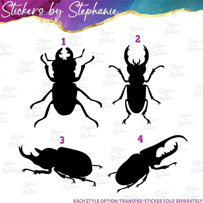Insects Beetle Silhouette Graphic Ready-to-Apply Iron-On Transfer imagen 2