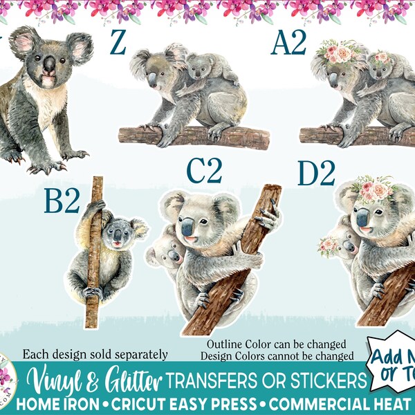 Koala Htv Transfers Etsy