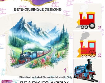 Train Landscape Graphic Ready-to-Apply Iron-On Transfer