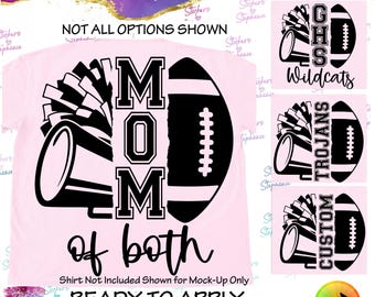 Cheer Football Mom of Both Custom Ready-to-Apply Iron-On Transfer