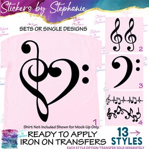 Music Musical Note Silhouette Graphic Ready-to-Apply Iron-On Transfer or Sticker