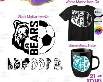 Bears Cubs Grizzlies Mascot Cheer Soccer Football Custom Team Name Iron-On Transfer or Sticker