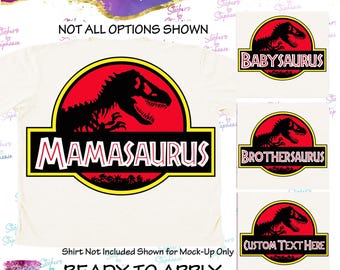Dinosaur Logo T-Rex Family Text Custom Ready-to-Apply Iron-On Transfer