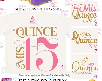 Quinceañera Mis Quince 15 Butterfly Crown Ready-to-Apply Iron-On Transfer