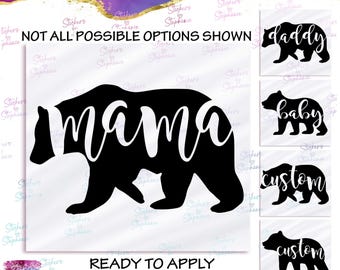 Mama Bear Family Text Custom Ready-to-Apply Iron-On Transfer or Sticker