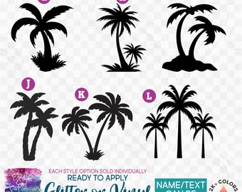 s040-1 Ready to Apply Iron On Transfer or Sticker Palm Tree Trees Tropical  Vinyl/Glitter/Holographic