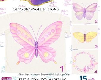 Butterfly Butterflies Pastel Watercolor Graphic Ready-to-Apply Iron-On Transfer