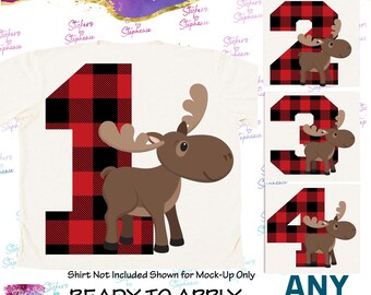 Moose Age Number Birthday Graphic Ready-to-Apply Iron-On Transfer