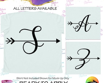 Arrow Script Monogram Letter Graphic Ready-to-Apply Iron-On Transfer