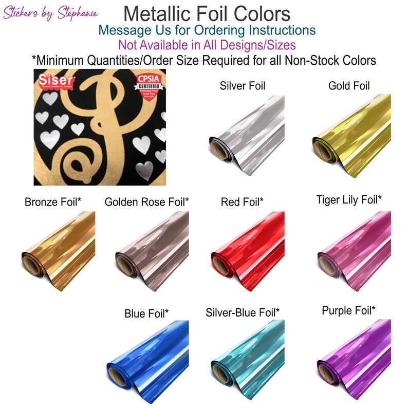 The image is a collage of various metallic foil colors, including silver, gold, bronze, red, blue, and purple foils. The image does not contain any text, and the descriptions provided are minimal and not overly descriptive.