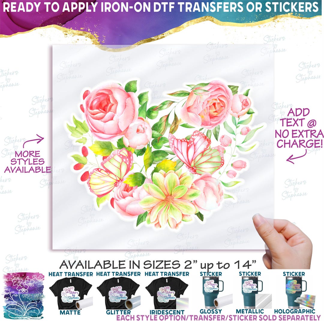S396 Pink Yellow Butterflies Flowers Floral Matte Vinyl DTF Heat S396 Pink Yellow Butterflies Flowers Floral Matte Vinyl DTF Heat