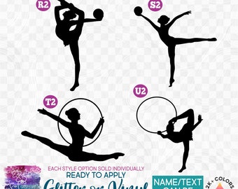 s019-1 Ready to Apply Iron On Transfer or Sticker Decal Gymnastics Gymnast Silhouette  Vinyl/Glitter/Holographic