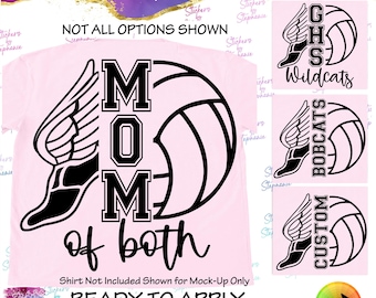 Track & Field Volleyball Mom of Both Custom Ready-to-Apply Iron-On Transfer