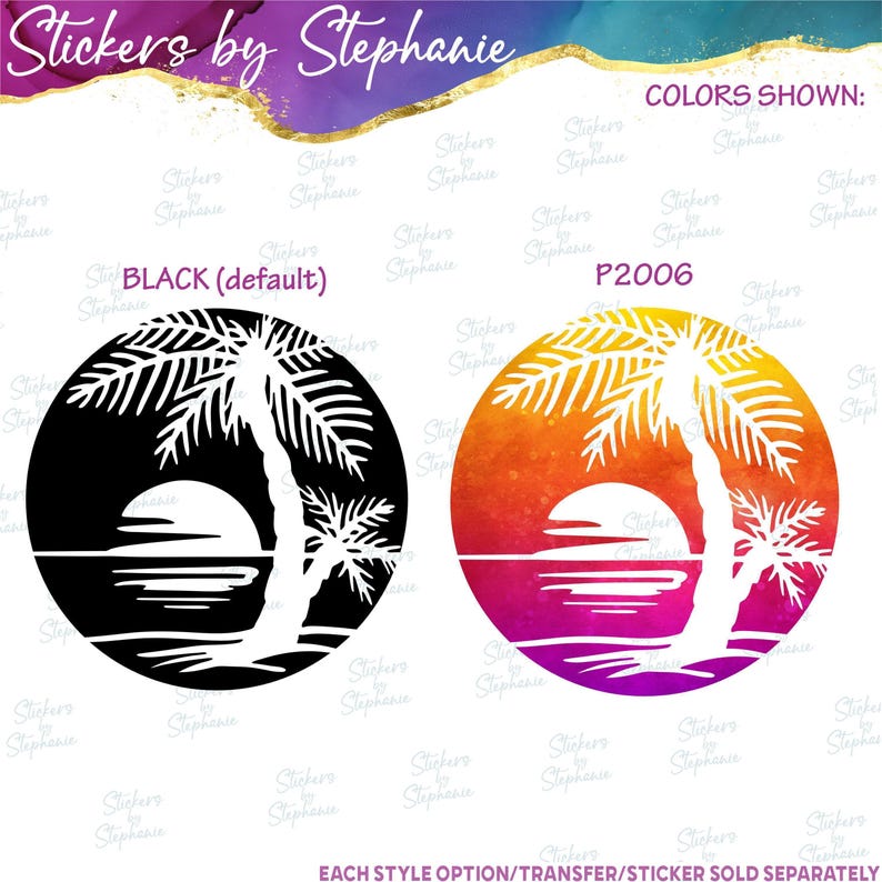Palm Tree Sunset Sunrise Tropical Ready-to-Apply Iron-On Transfer or Sticker image 2