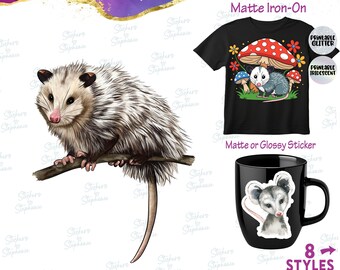 Opossum Possum Watercolor Illustrated Graphic Ready-to-Apply Iron-On Transfer or Sticker