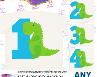 Dinosaur Age Number Birthday Graphic Ready-to-Apply Iron-On Transfer