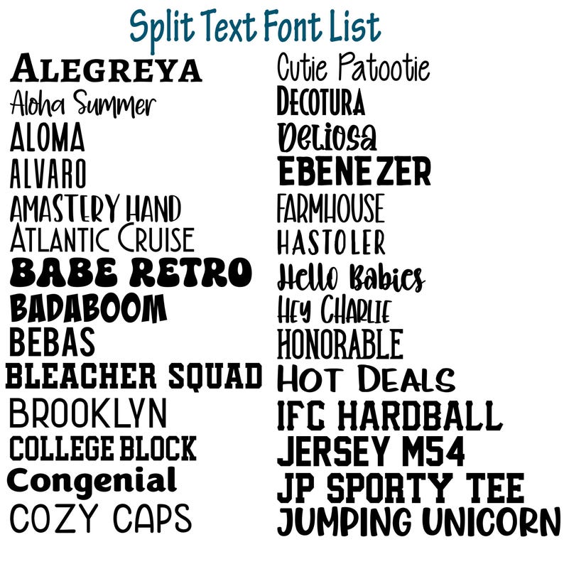 a black and white type of font that includes the names of different types of font