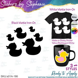 Duck Yellow Rubber Duckie Graphic Set Ready-to-Apply Iron-On Transfer or Sticker