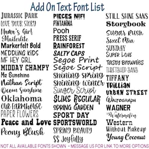 a list of different types of font and numbers
