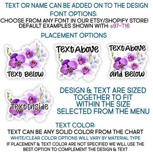 a set of text and flower stickers on a white background