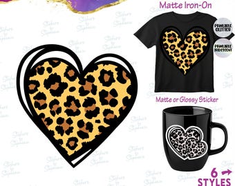 Heart Leopard Print Graphic Ready-to-Apply Iron-On Transferor Sticker
