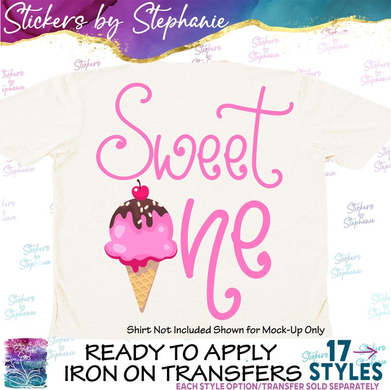 Ice Cream Sweet One Ready-to-Apply Iron-On Transfer image 1