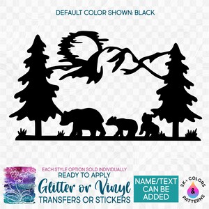 s090-3A Ready to Apply IronOn Transfer or Sticker Wild Mountain Mama Bear Baby Cubs  Vinyl/Glitter/Holographic