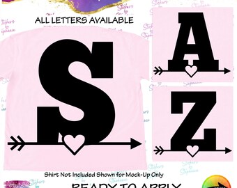 Block Heart Arrow Monogram Letter Graphic Ready-to-Apply Iron-On Transfer